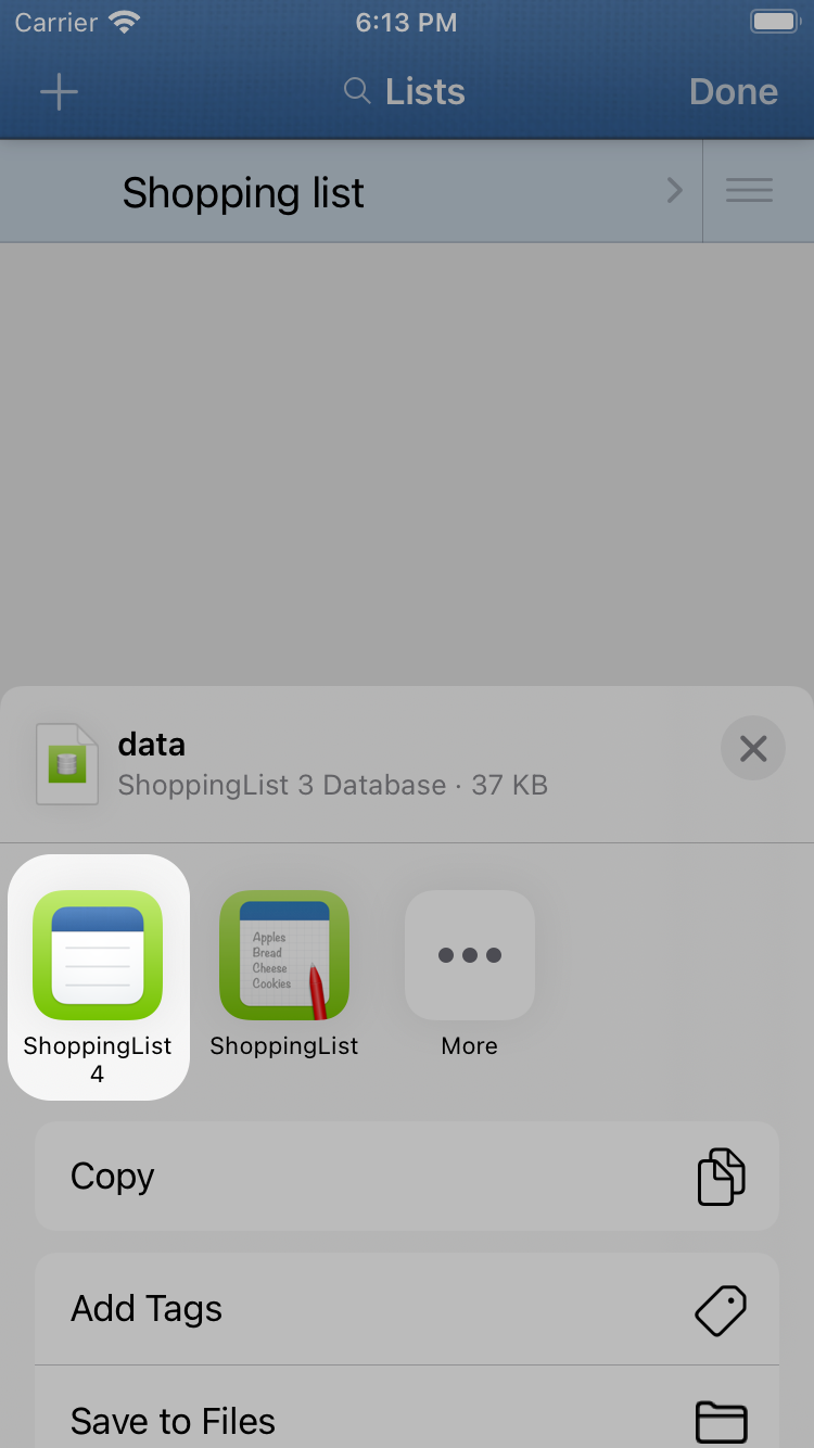 Screenshot with sharing sheet